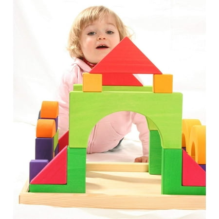 Grimms Large Basic Building Set Handmade Wooden Modular Blocks 30 Pieces in 17-inch Storage Tray 4x4 Size Grimms Large Basic Building Set Handmade Wooden Modular Blocks 30 Pieces in 17-inch Storage Tray 4x4 Size